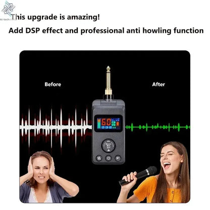 UHF Dual Wireless Dynamic Karaoke Microphone System Anti-Howling Rechargeable Receiver Plug Play Microphone Set Built-in Lithium Ai-TechWorld 