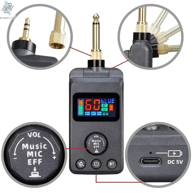 UHF Dual Wireless Dynamic Karaoke Microphone System Anti-Howling Rechargeable Receiver Plug Play Microphone Set Built-in Lithium Ai-TechWorld 