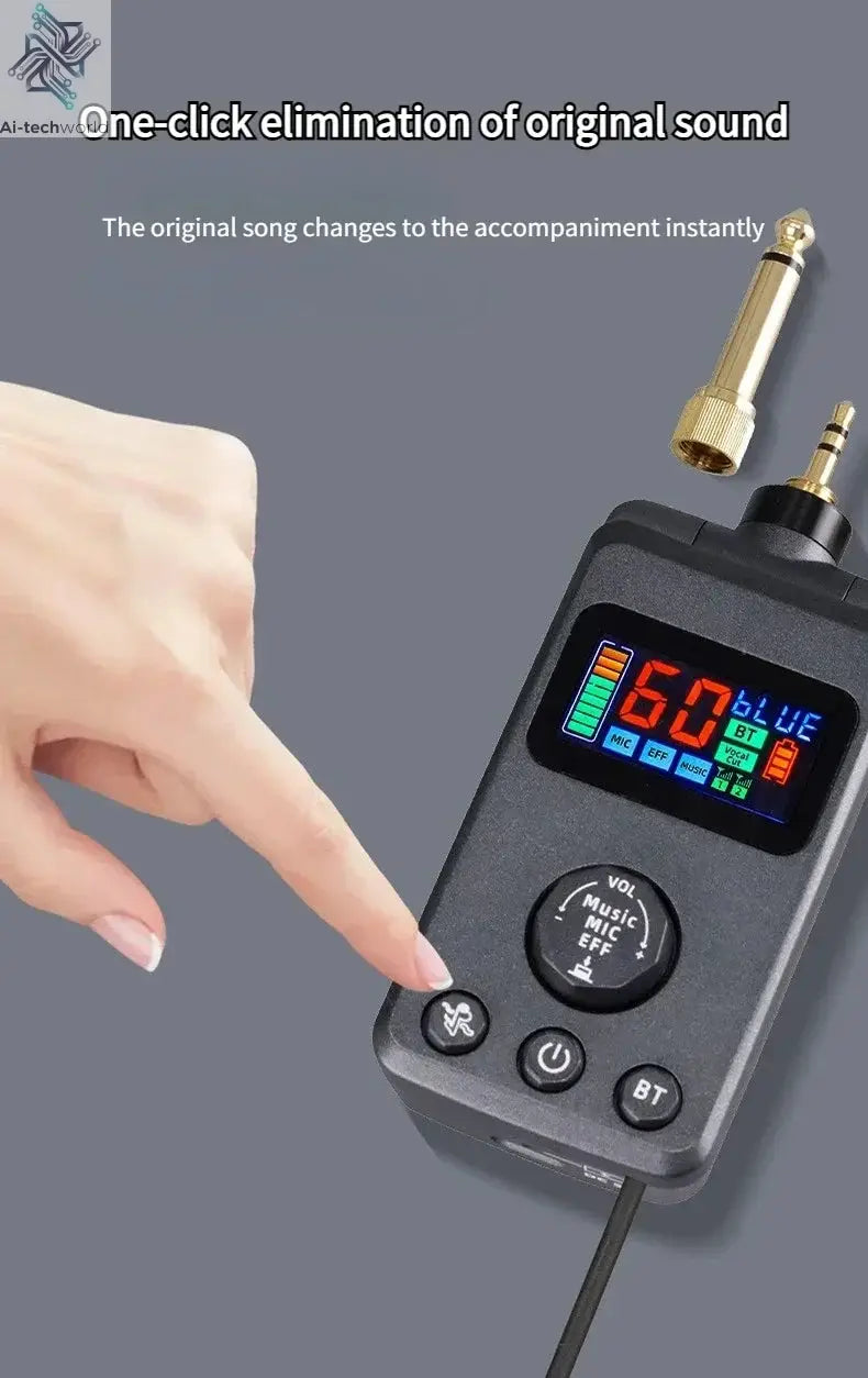 UHF Dual Wireless Dynamic Karaoke Microphone System Anti-Howling Rechargeable Receiver Plug Play Microphone Set Built-in Lithium Ai-TechWorld 