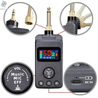 UHF Dual Wireless Dynamic Karaoke Microphone System Anti-Howling Rechargeable Receiver Plug Play Microphone Set Built-in Lithium Ai-TechWorld 