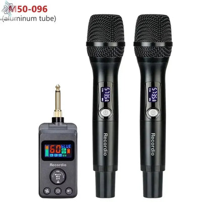 UHF Dual Wireless Dynamic Karaoke Microphone System Anti-Howling Rechargeable Receiver Plug Play Microphone Set Built-in Lithium Ai-TechWorld 
