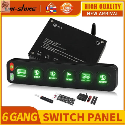 UNI-SHINE 4/6 Control Panel Wireless Touch Control Multi-Function Electronic Relay RGB Click Flashing For Car 4x4 Boat 12V 24V - Ai-TechWorld