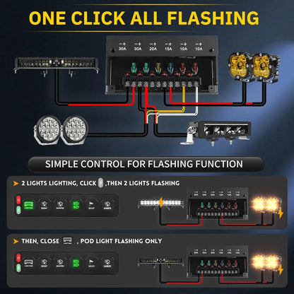 UNI-SHINE 4/6 Control Panel Wireless Touch Control Multi-Function Electronic Relay RGB Click Flashing For Car 4x4 Boat 12V 24V - Ai-TechWorld