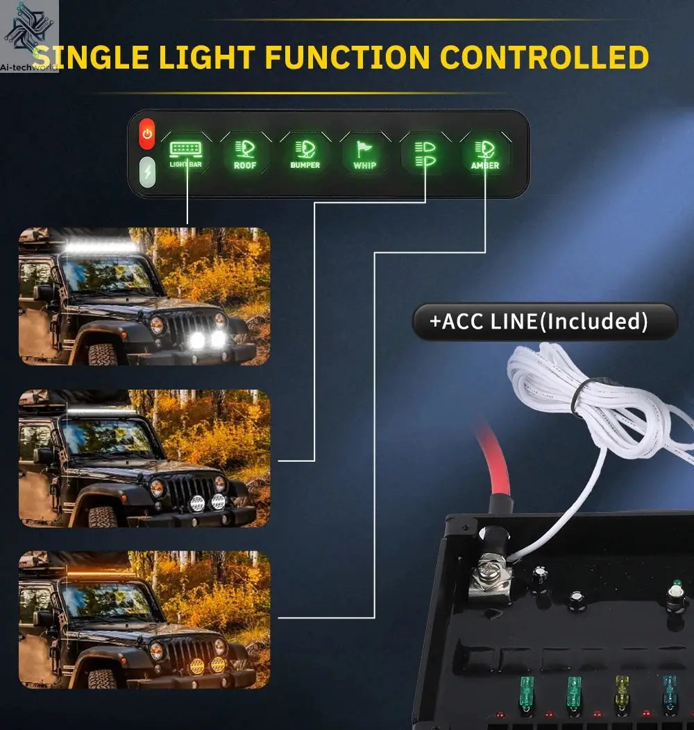 UNI-SHINE 4/6 Control Panel Wireless Touch Control Multi-Function Electronic Relay RGB Click Flashing For Car 4x4 Boat 12V 24V - Ai-TechWorld