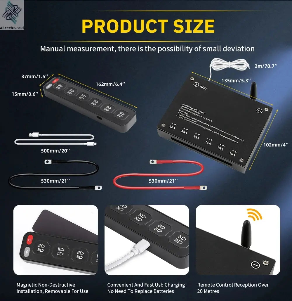 UNI-SHINE 4/6 Control Panel Wireless Touch Control Multi-Function Electronic Relay RGB Click Flashing For Car 4x4 Boat 12V 24V - Ai-TechWorld