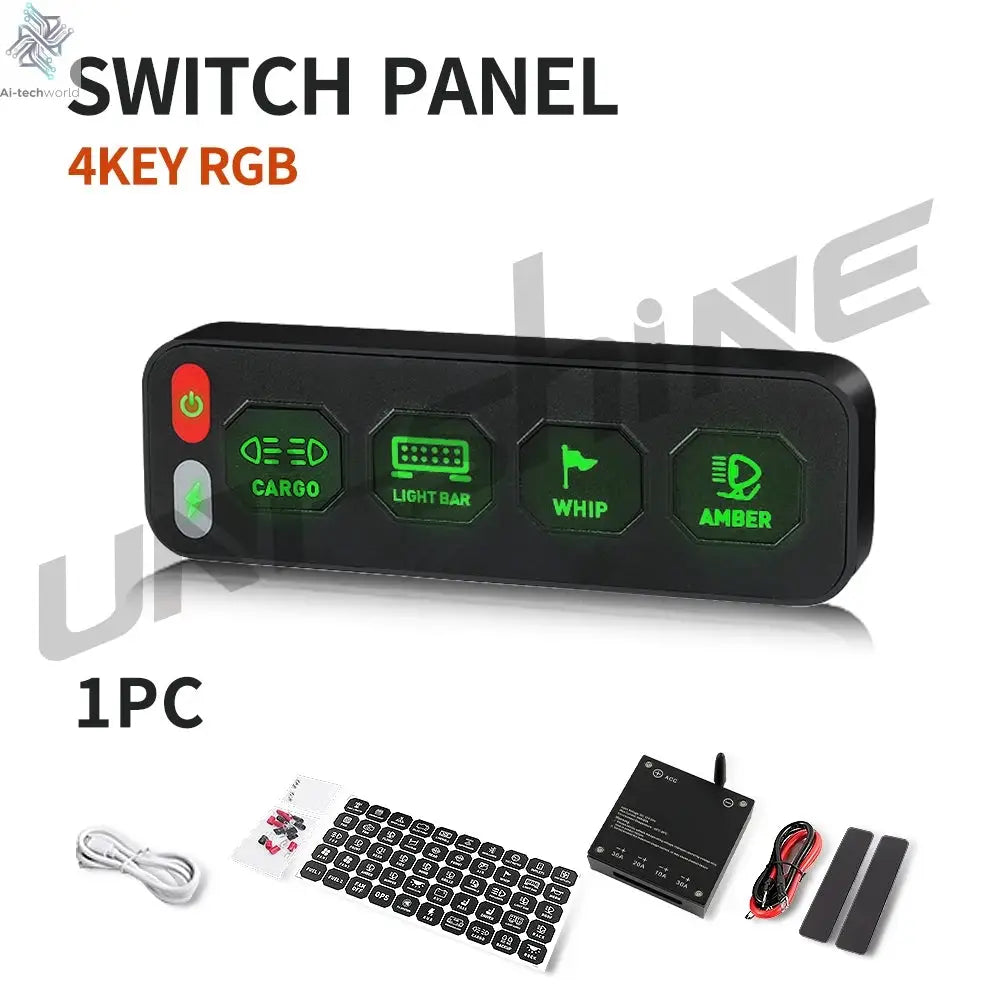 UNI-SHINE 4/6 Control Panel Wireless Touch Control Multi-Function Electronic Relay RGB Click Flashing For Car 4x4 Boat 12V 24V - Ai-TechWorld