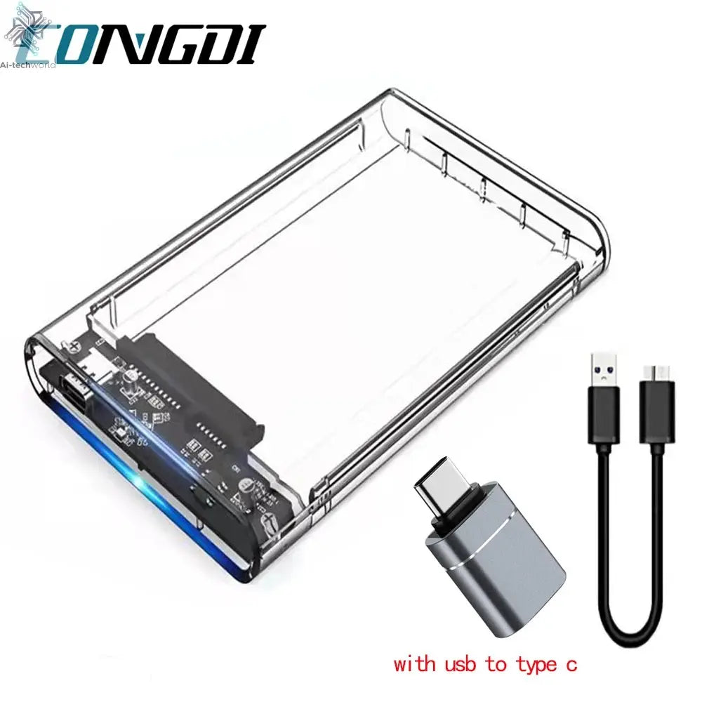 USB 3.0 HDD Enclosure 2.5inch SATA SSD Hard Drive Case with 5Gbps Transfer Speed Mobile External Housing Harddisk Boxs Cable - Ai-TechWorld