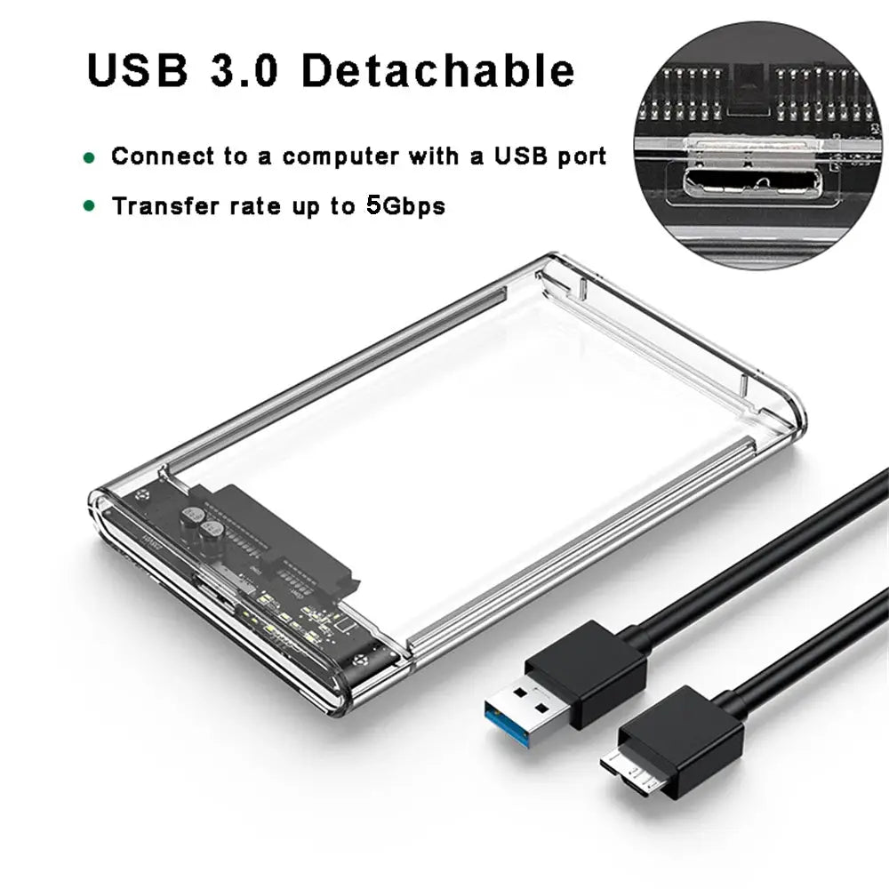 USB 3.0 HDD Enclosure 2.5inch SATA SSD Hard Drive Case with 5Gbps Transfer Speed Mobile External Housing Harddisk Boxs Cable - Ai-TechWorld