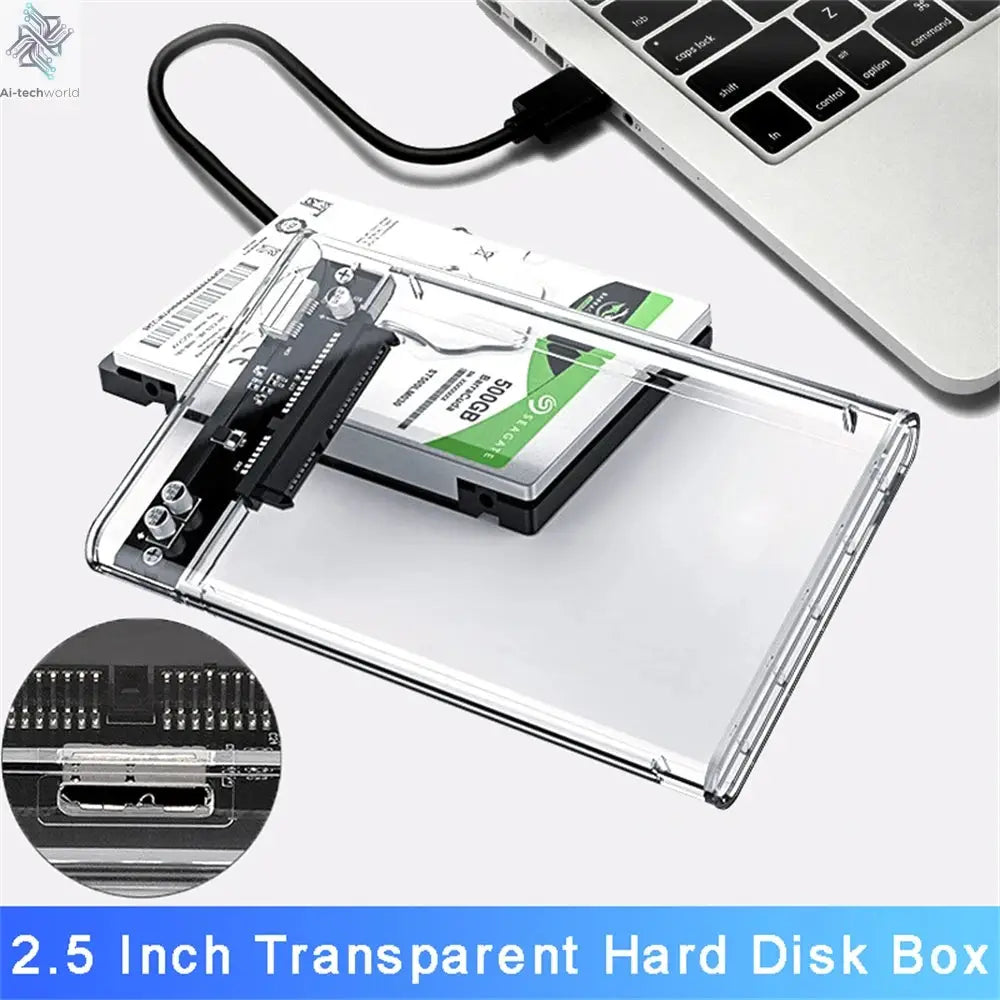 USB 3.0 HDD Enclosure 2.5inch SATA SSD Hard Drive Case with 5Gbps Transfer Speed Mobile External Housing Harddisk Boxs Cable - Ai-TechWorld