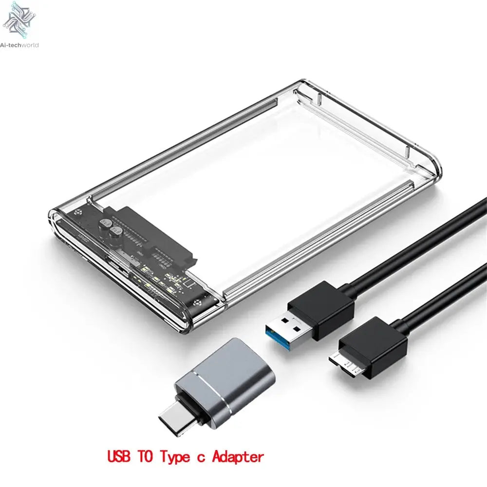 USB 3.0 HDD Enclosure 2.5inch SATA SSD Hard Drive Case with 5Gbps Transfer Speed Mobile External Housing Harddisk Boxs Cable - Ai-TechWorld