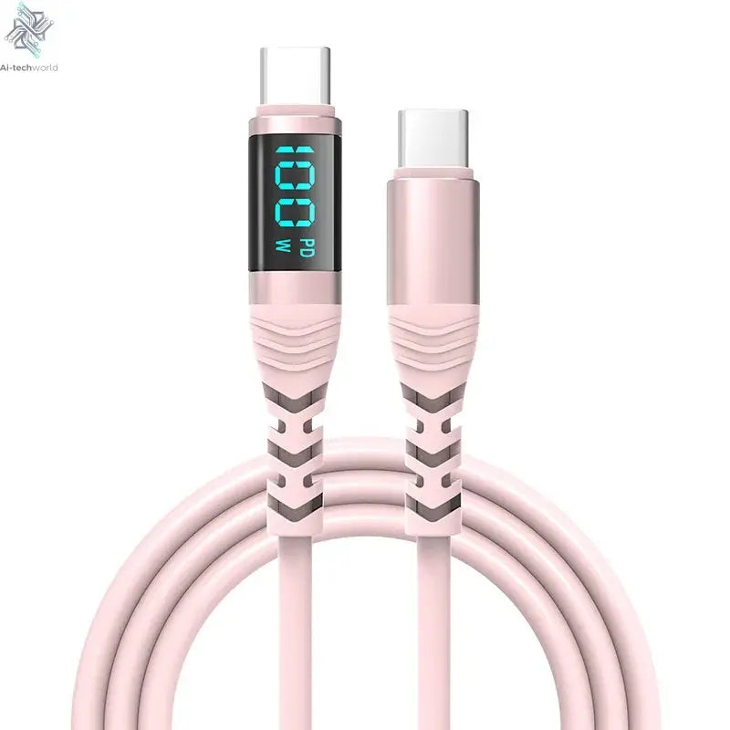 USB C Cable 240W 5A Fast Charging USB C Charger Cable with LED Display USB C to USB C Cord for iPhone 17/16,MacBook,Galaxy S24 - Ai-TechWorld