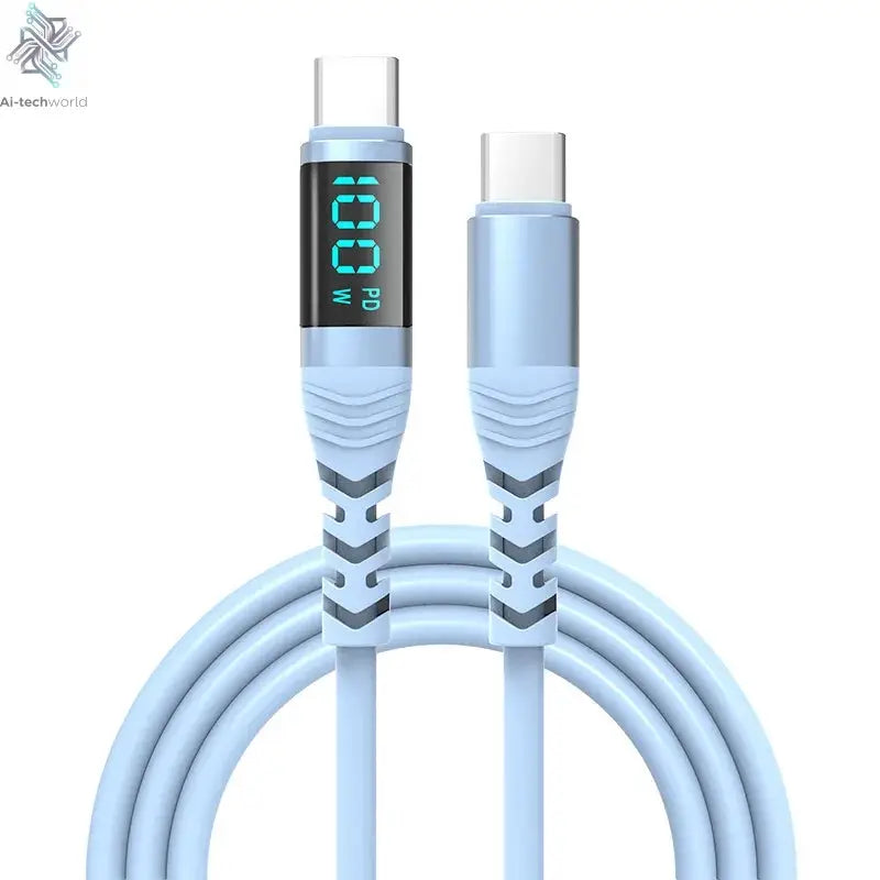 USB C Cable 240W 5A Fast Charging USB C Charger Cable with LED Display USB C to USB C Cord for iPhone 17/16,MacBook,Galaxy S24 - Ai-TechWorld