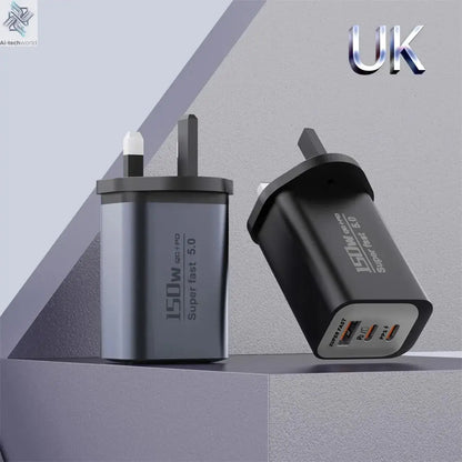 USB Type C 150W Charger USB QC3.0 Fast Charging Mobile Phone Charger Travel Adapter For iPhone 17 Samsung Xiaomi EU/UK/US Plug Ai-TechWorld 