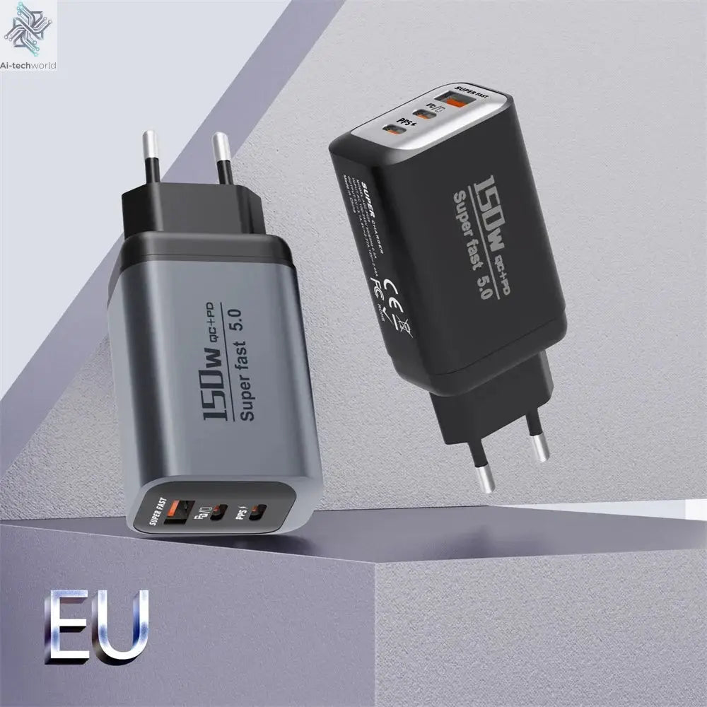 USB Type C 150W Charger USB QC3.0 Fast Charging Mobile Phone Charger Travel Adapter For iPhone 17 Samsung Xiaomi EU/UK/US Plug Ai-TechWorld 