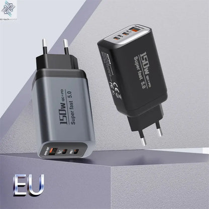 USB Type C 150W Charger USB QC3.0 Fast Charging Mobile Phone Charger Travel Adapter For iPhone 17 Samsung Xiaomi EU/UK/US Plug Ai-TechWorld 