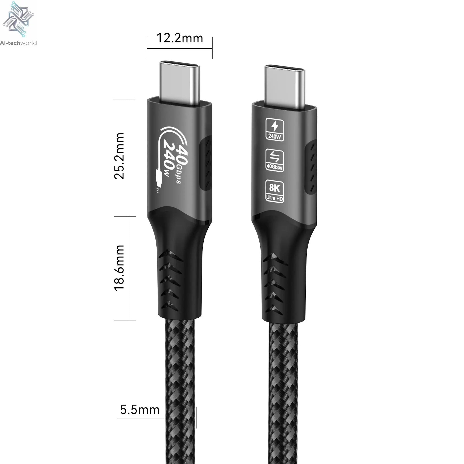 USB4 Cable 40Gbps 48V 240W For Thunderbolt 4 Type C Fast Charging Cable Thunderbolt3 USB C to C Data Transfer Cable For laptop - Ai-TechWorld