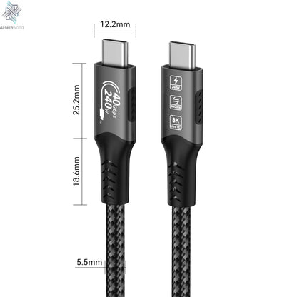 USB4 Cable 40Gbps 48V 240W For Thunderbolt 4 Type C Fast Charging Cable Thunderbolt3 USB C to C Data Transfer Cable For laptop - Ai-TechWorld