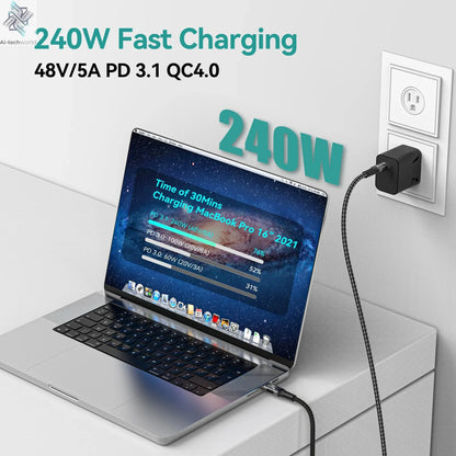 USB4 Cable 40Gbps 48V 240W For Thunderbolt 4 Type C Fast Charging Cable Thunderbolt3 USB C to C Data Transfer Cable For laptop - Ai-TechWorld