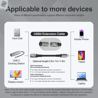 USB4 Cable 40Gbps 48V 240W For Thunderbolt 4 Type C Fast Charging Cable Thunderbolt3 USB C to C Data Transfer Cable For laptop - Ai-TechWorld