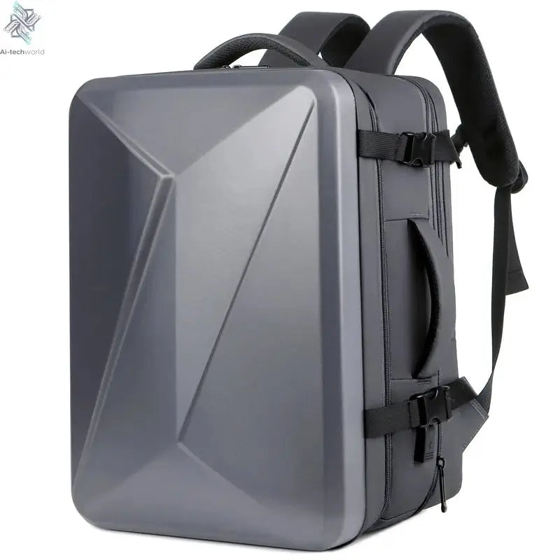 USBLarge capacity backpack hard shell commuter bag fashion notebook 17 inch computer bag ABS material travel waterproof suitcase Ai-TechWorld 
