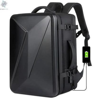 USBLarge capacity backpack hard shell commuter bag fashion notebook 17 inch computer bag ABS material travel waterproof suitcase Ai-TechWorld 
