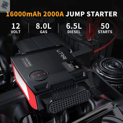 UTRAI 4 In 1 2000A Jump Starter Power Bank 16000mAh 150PSI Air Compressor Tire Pump Portable Charger Car Booster Starting Device Ai-TechWorld 
