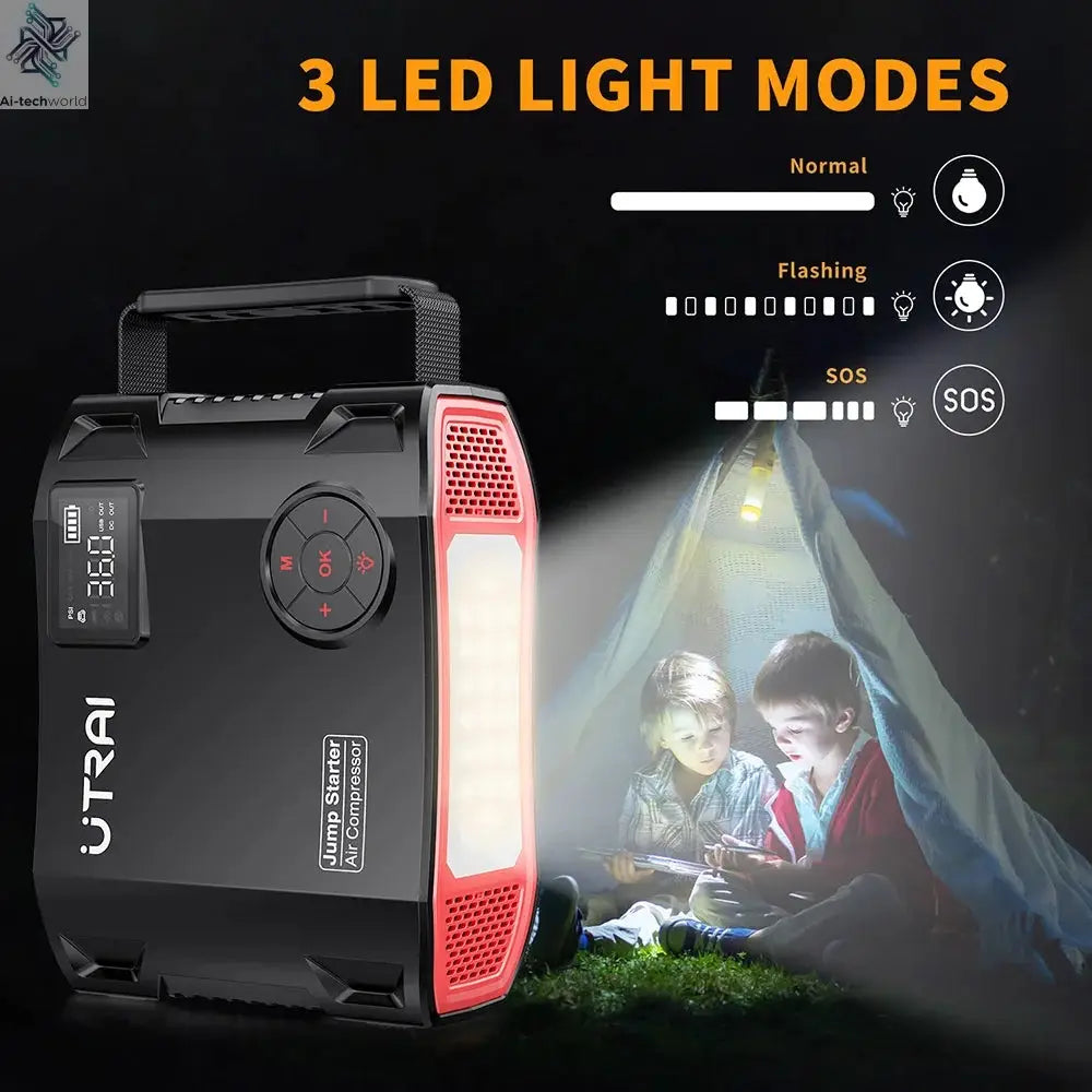 UTRAI 4 In 1 2000A Jump Starter Power Bank 16000mAh 150PSI Air Compressor Tire Pump Portable Charger Car Booster Starting Device Ai-TechWorld 