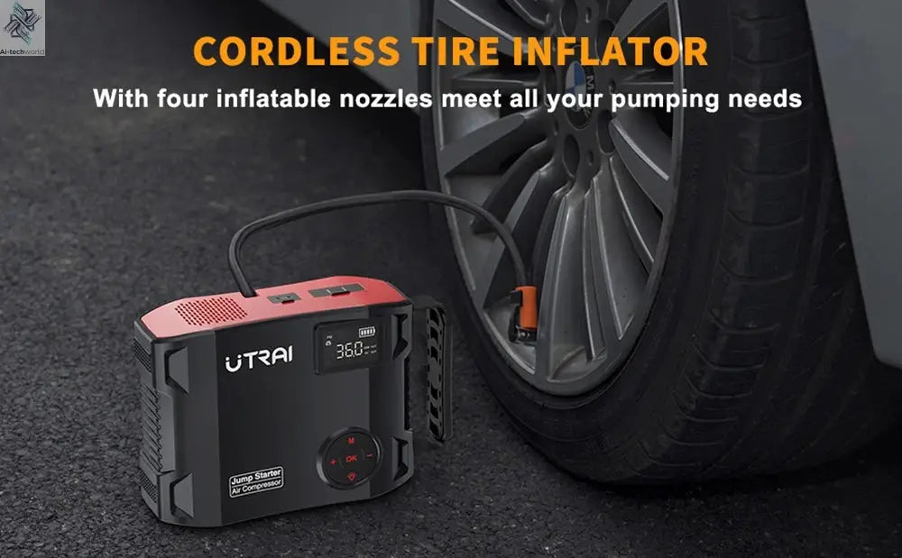UTRAI 4 In 1 2000A Jump Starter Power Bank 16000mAh 150PSI Air Compressor Tire Pump Portable Charger Car Booster Starting Device Ai-TechWorld 