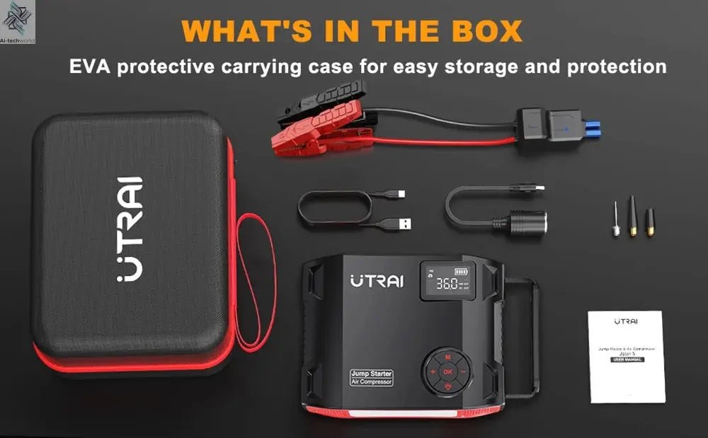 UTRAI 4 In 1 2000A Jump Starter Power Bank 16000mAh 150PSI Air Compressor Tire Pump Portable Charger Car Booster Starting Device Ai-TechWorld 