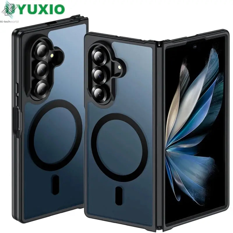 UYUXIO Magnetic Mobile Phone Case for Samsung Galaxy Z Fold 7 Wireless Charging Cases Translucent Slim Rugged Cover with Magnet Ai-TechWorld 
