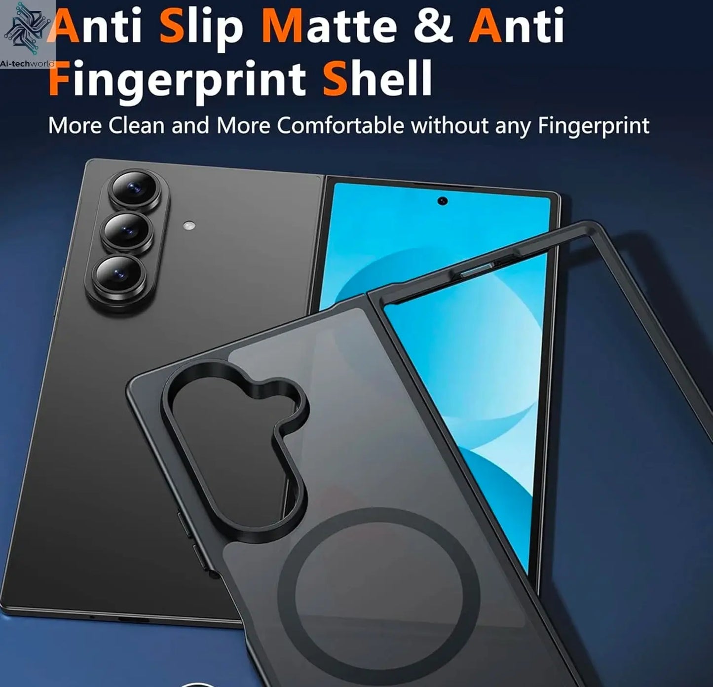 UYUXIO Magnetic Mobile Phone Case for Samsung Galaxy Z Fold 7 Wireless Charging Cases Translucent Slim Rugged Cover with Magnet Ai-TechWorld 