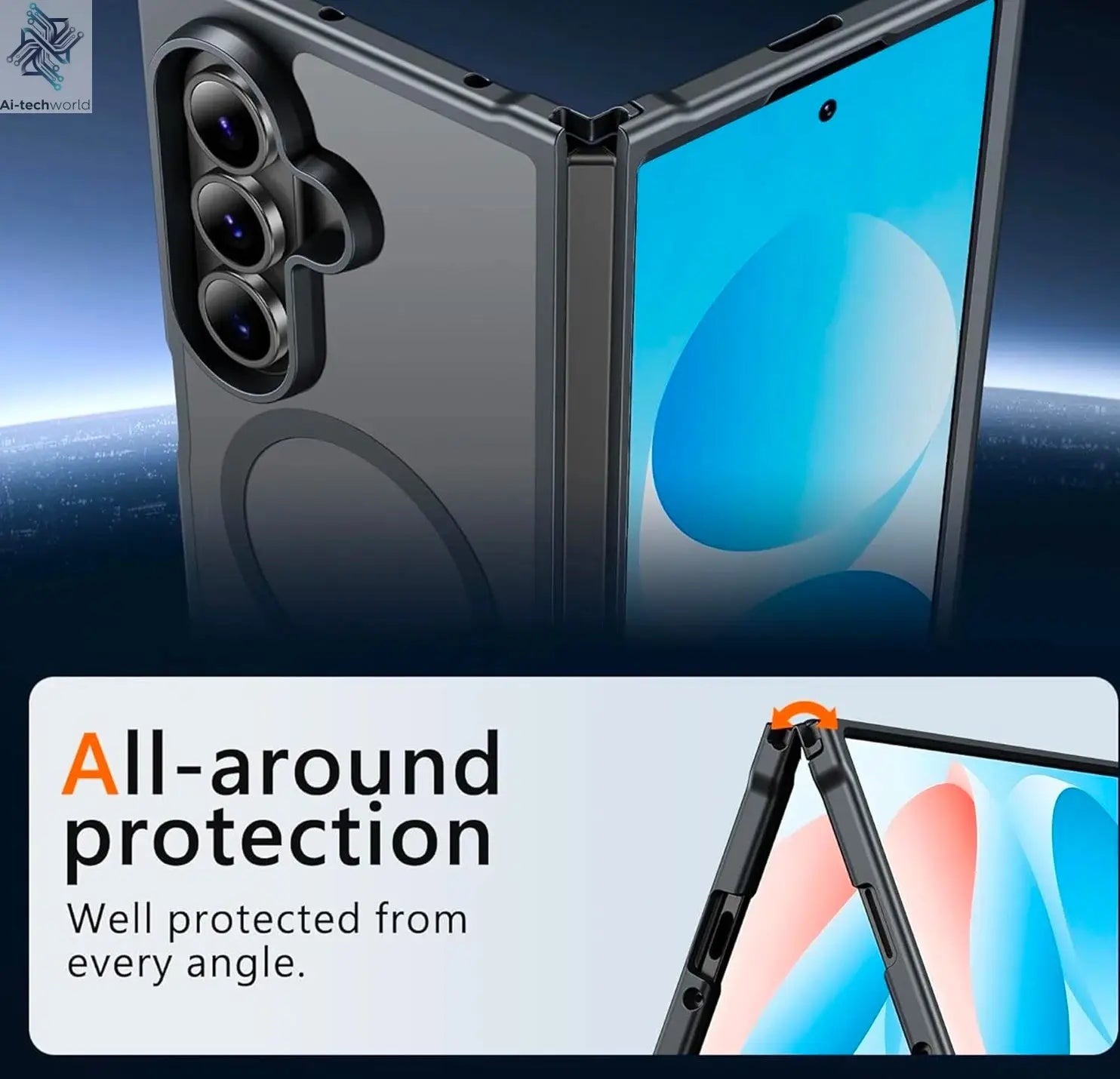 UYUXIO Magnetic Mobile Phone Case for Samsung Galaxy Z Fold 7 Wireless Charging Cases Translucent Slim Rugged Cover with Magnet Ai-TechWorld 