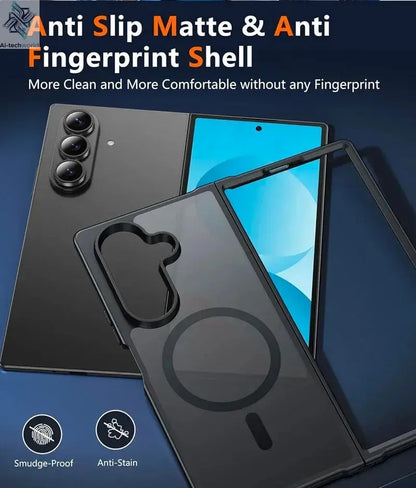 UYUXIO Magnetic Mobile Phone Case for Samsung Galaxy Z Fold 7 Wireless Charging Cases Translucent Slim Rugged Cover with Magnet Ai-TechWorld 