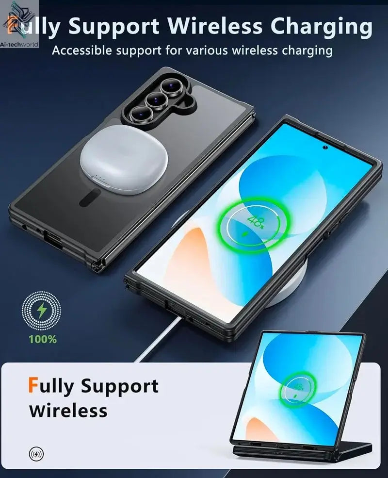 UYUXIO Magnetic Mobile Phone Case for Samsung Galaxy Z Fold 7 Wireless Charging Cases Translucent Slim Rugged Cover with Magnet Ai-TechWorld 