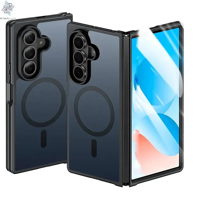 UYUXIO Magnetic Mobile Phone Case for Samsung Galaxy Z Fold 7 Wireless Charging Cases Translucent Slim Rugged Cover with Magnet Ai-TechWorld 