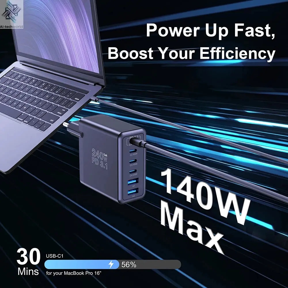 Ubigbuy 240W GaN Charger Fast Charging 140W PD3.1 PPS Ai-TechWorld 