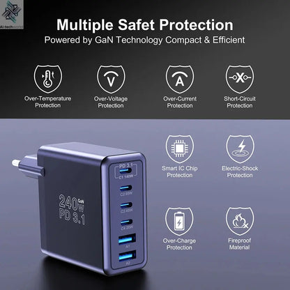 Ubigbuy 240W GaN Charger Fast Charging 140W PD3.1 PPS Ai-TechWorld 