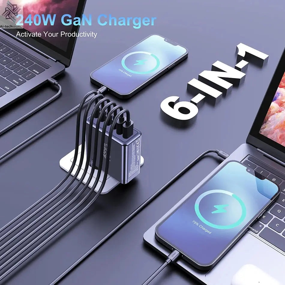 Ubigbuy 240W GaN Charger Fast Charging 140W PD3.1 PPS Ai-TechWorld 