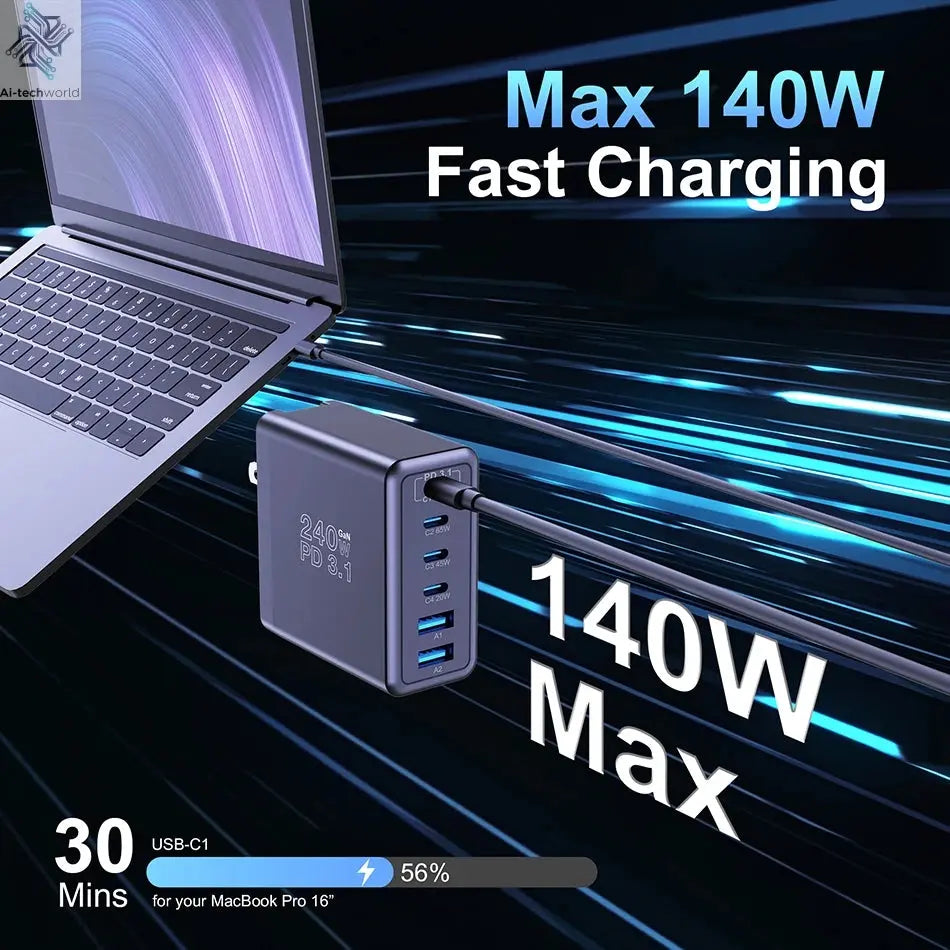 Ubigbuy 240W GaN Charger Fast Charging 140W PD3.1 PPS Ai-TechWorld 