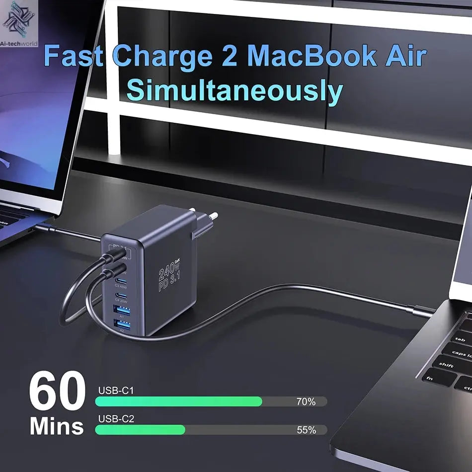 Ubigbuy 240W GaN Charger Fast Charging 140W PD3.1 PPS Ai-TechWorld 