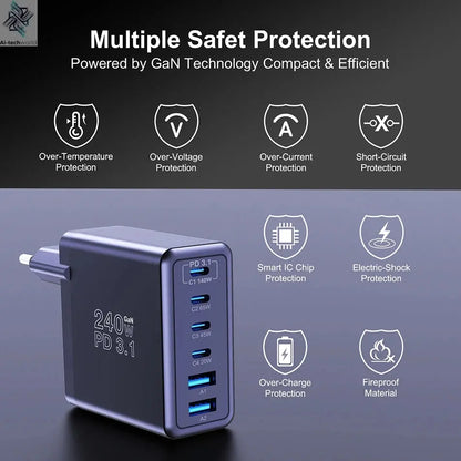 Ubigbuy 240W GaN Charger Fast Charging 140W PD3.1 PPS Ai-TechWorld 