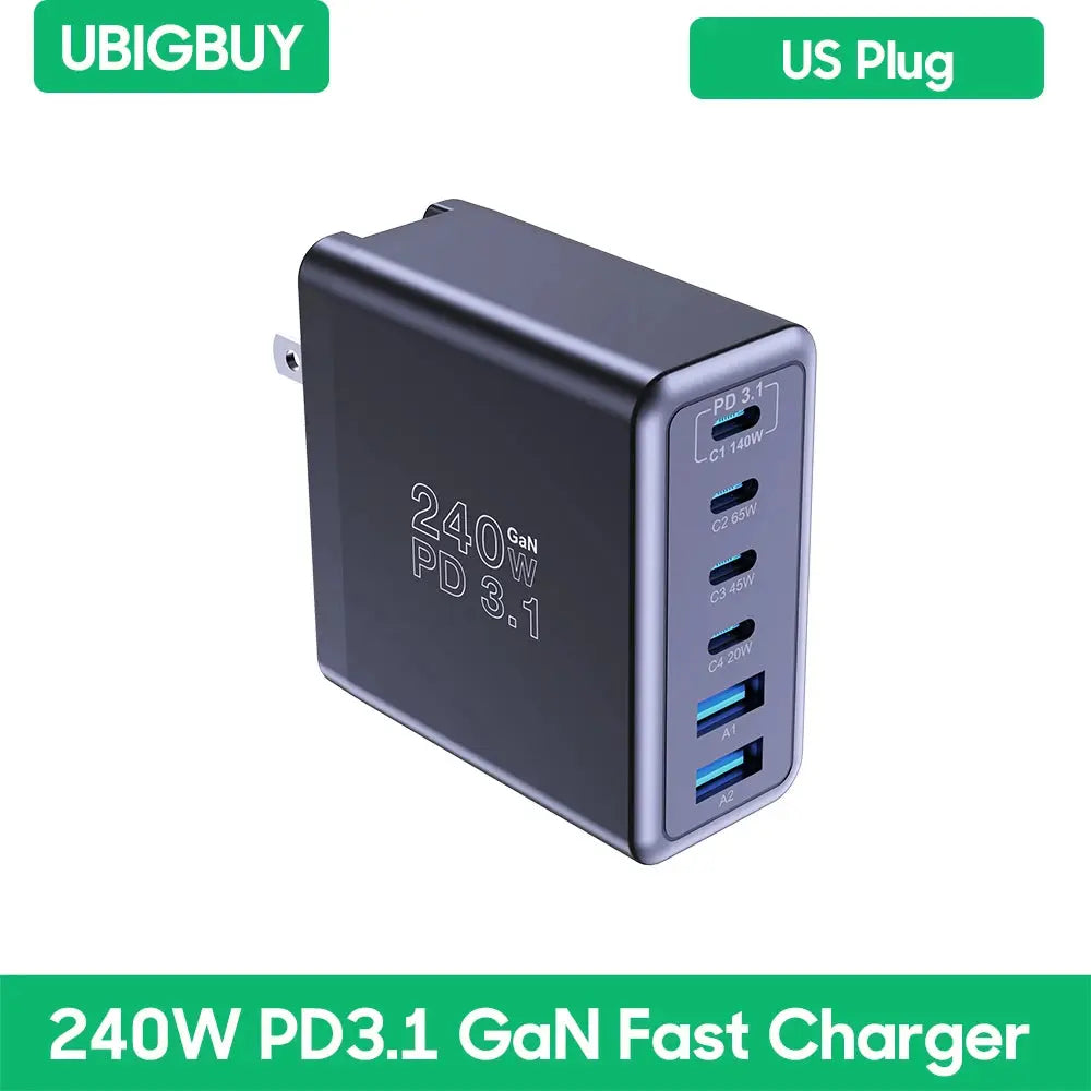 Ubigbuy 240W GaN Charger Fast Charging 140W PD3.1 PPS Ai-TechWorld 