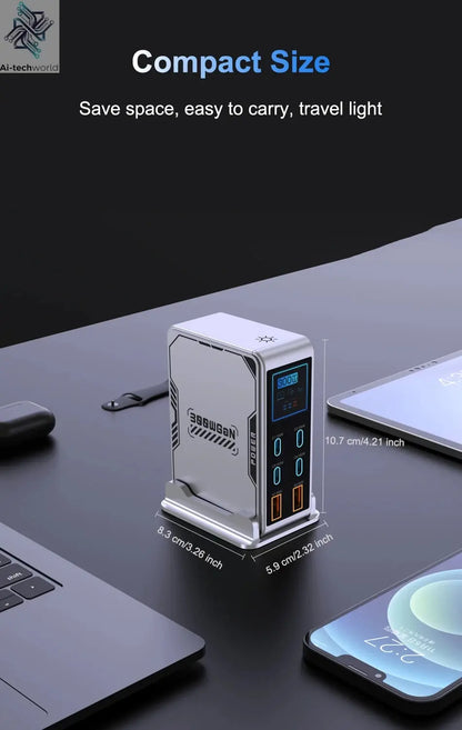 Ubigbuy 300W GaN Charger PPS PD 100W USB Type C 6-Port Digital Display Desktop Fast Charging Station for MacBook iPhone Samsung Ai-TechWorld 