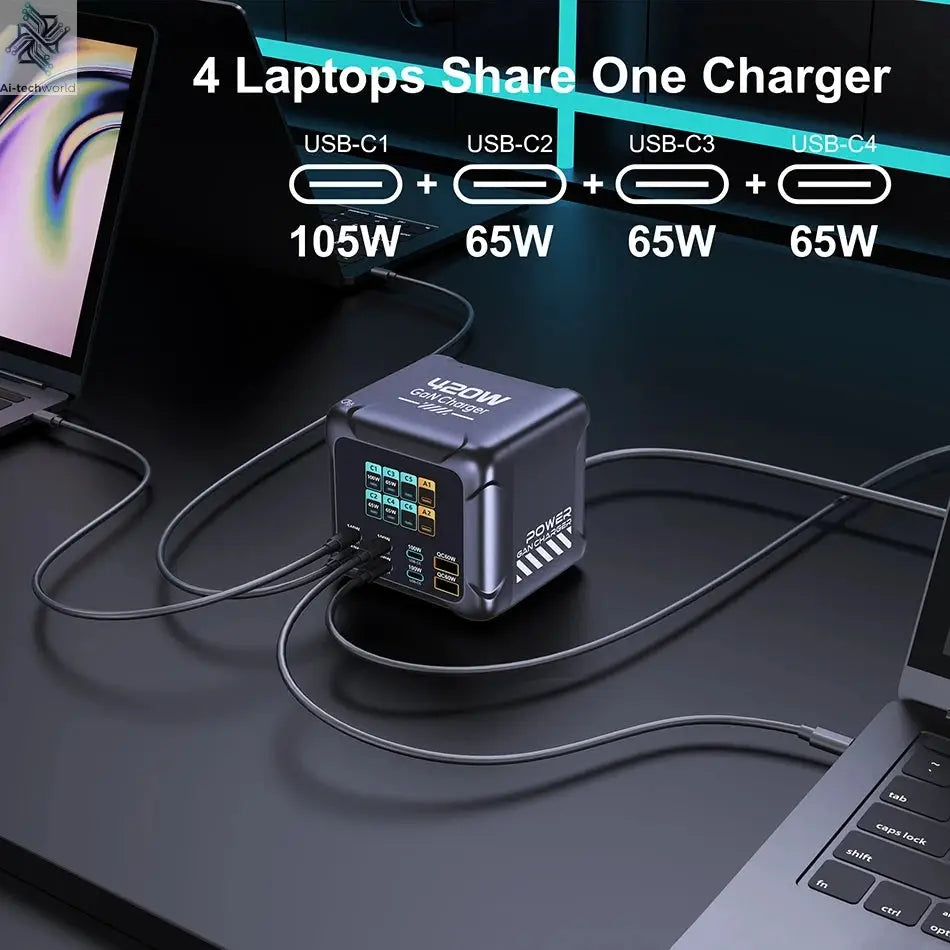 Ubigbuy 420W GaN Charger PPS PD3.1 140W USB Type C Charger Digital Display Fast Charging Station for MacBook iPhone 17 Samsung Ai-TechWorld 