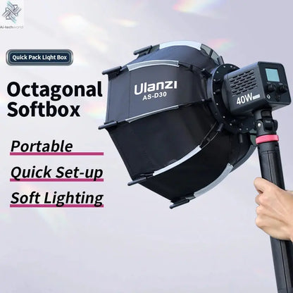 Ulanzi AS-D30 30cm Octagonal Softbox Quick Pack Light Box with Mini Bowens Mount for 40W COB Video Light Ai-TechWorld 