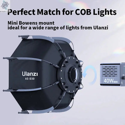 Ulanzi AS-D30 30cm Octagonal Softbox Quick Pack Light Box with Mini Bowens Mount for 40W COB Video Light Ai-TechWorld 