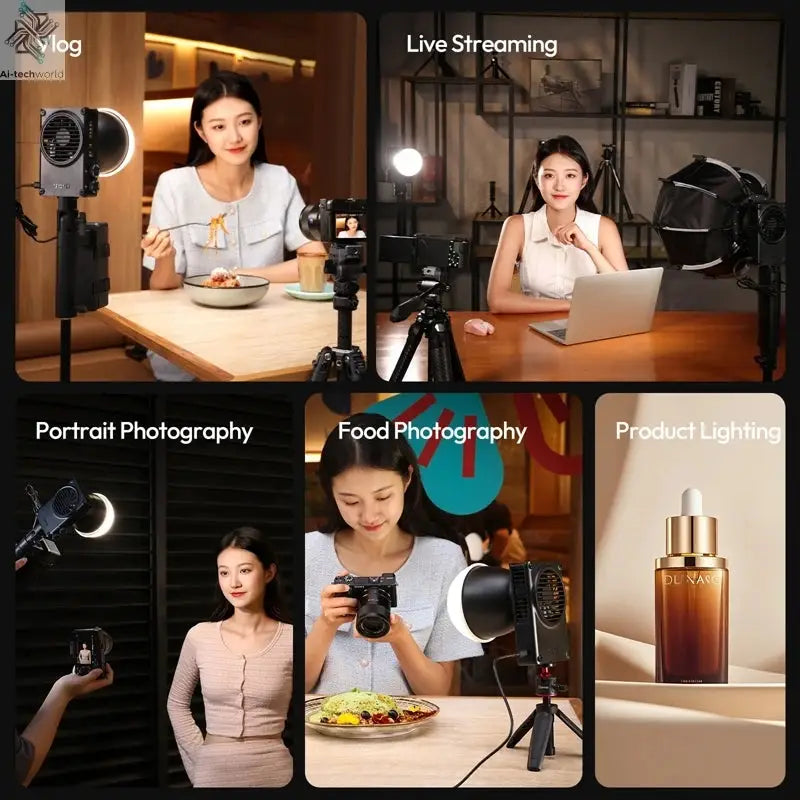 Ulanzi C01 100W Portable Bi-Color COB Video Light 2700-6500K CRI96+ 14500 Lux Mini Bowens Mount Full Light for Photography Live Ai-TechWorld 