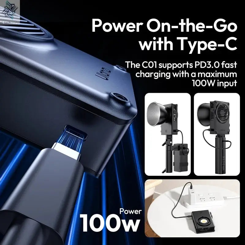 Ulanzi C01 100W Portable Bi-Color COB Video Light 2700-6500K CRI96+ 14500 Lux Mini Bowens Mount Full Light for Photography Live Ai-TechWorld 