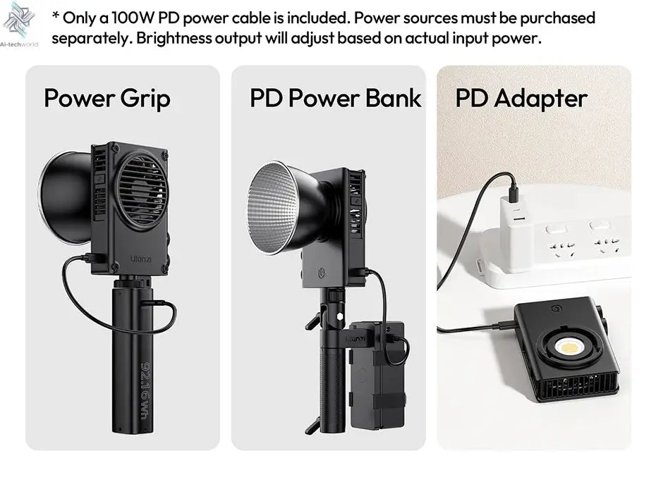 Ulanzi C01 100W Portable Bi-Color COB Video Light 2700-6500K CRI96+ 14500 Lux Mini Bowens Mount Full Light for Photography Live Ai-TechWorld 