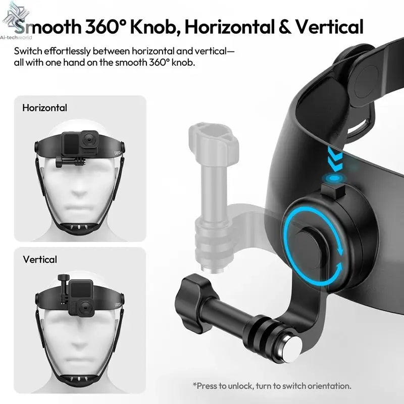 Ulanzi HERO 01 Head Strap Mount Action Camera Mount Mobile Phone Holder with 360 Rotation for Gopro DJI Action Cycling Outdoor Ai-TechWorld 